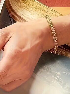 Bracelet Gold Byzantine Chain Bracelet Artisan Design Statement 18k Gold Plated
